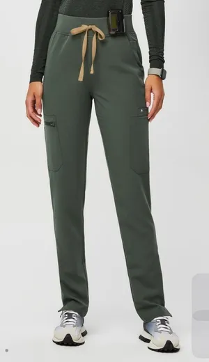 FIGS Moss Green Yola Skinny Scrub Bottoms -High Waisted thumbnail 1