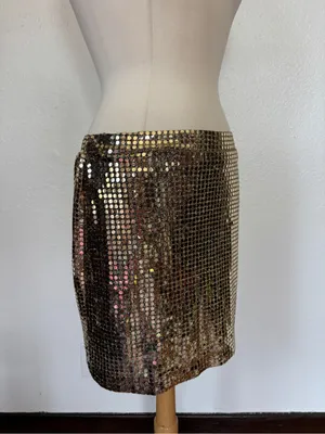 Vintage 80s Disco Gold Sequin Pencil Skirt thumbnail 3