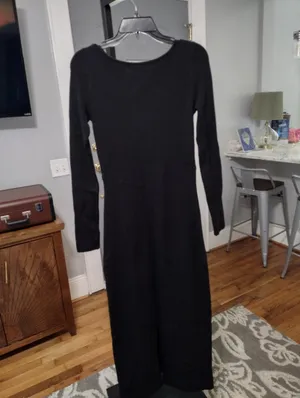 NEW Free People Beach Black Long Sleeve V-Neck Bodycon Dress thumbnail 2