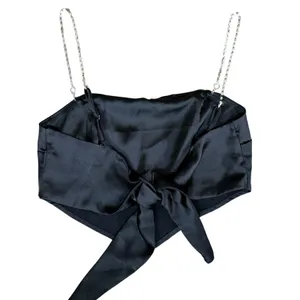 Garage Rhinestone-Strap Scarf Tank Top Black Handkerchief Crop Top Size Small thumbnail 2