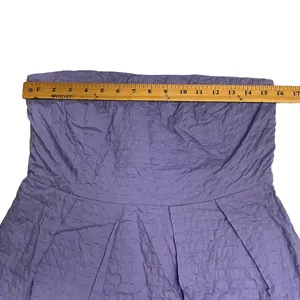 J. CREW Purple Strapless‎ Geometric Women's 10 Textured Cotton w/ Pockets Dress thumbnail 7