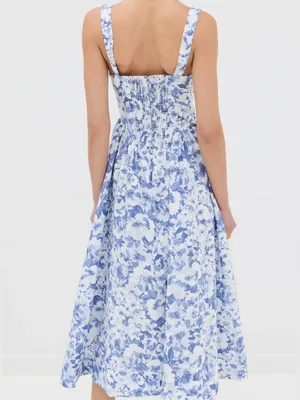 Reformation Baila 100% Linen Floral Coastal European Summer Dress Size: 2 thumbnail 2