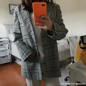 Aritzia Sunday Best Plaid Blazer‎ Jacket Green Business Casual Formal Small thumbnail 2