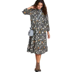 Universal Threads Fall Floral Tiered Midi Dress M Cottagecore Boho‎ Prairie Rustic Modest Teacher thumbnail 3