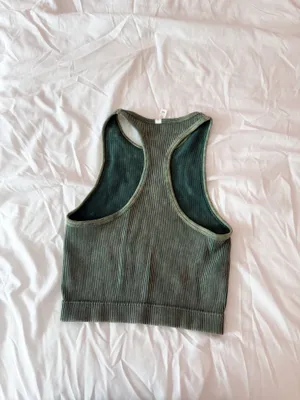 Alexander Julian Washed Forest Green Cropped Racerback Tank Top Size S/M thumbnail 2