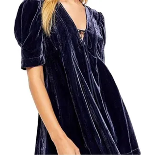 Free People Adelle Velvet Boho Tunic Mini Dress thumbnail 1