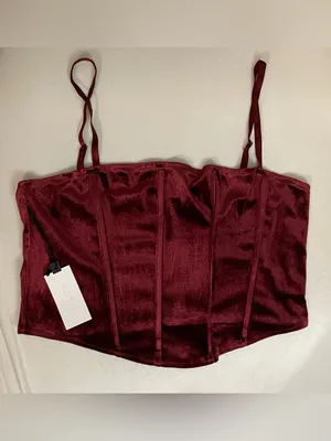 Astr The Label NWT Velvet Corset Cami Top Burgundy Wine Size XL thumbnail 2