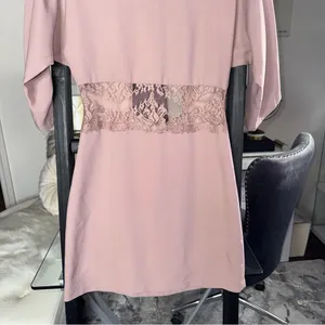 ASOS Blush Pink Lace Panel Mini Dress Open Back Soft Kimono Sleeves Womens 0 New thumbnail 6