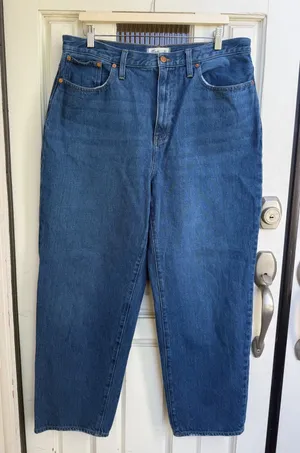 Madewell Baggy Straight Jeans Medium Wash Cotton Hemp High Rise Relaxed Size 32 thumbnail 1