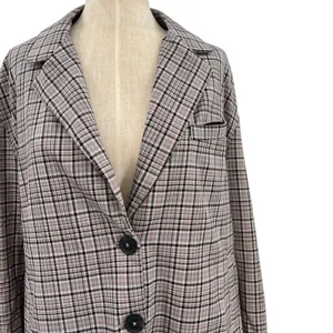 Free People Cali Plaid Blazer Jacket Gray Neutral Size Large‎ thumbnail 5