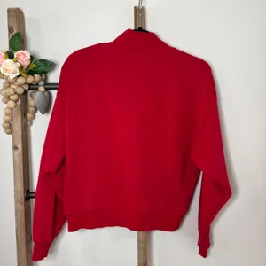 Champion Red Quarter Zip‎ Sweatshirt Logo Athletic Pullover Top Women Small thumbnail 6