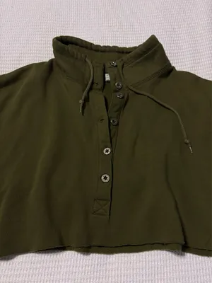 Olive Green Cropped Sweatshirt Size L thumbnail 2