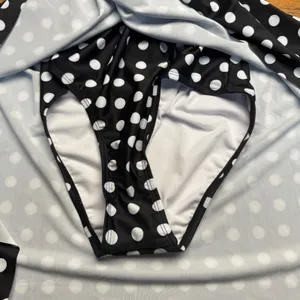Aimage Black White Polka Dot Halter‎ Neck Flounce Swim Dress Size S thumbnail 2