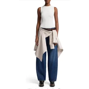 7 For All Mankind Womens High Waisted Barrel Leg Jeans Blue Denim Size 28 NWT thumbnail 2