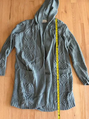 SAOL 100% Merino Wool Women's Aran Open Front Long Cardigan Sweater Irish Cable thumbnail 4