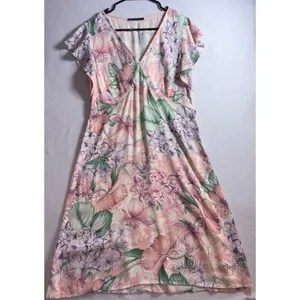 M&S Collection Floral V-Neck Flutter Sleeve Midi Dress Blush Pink UK 10 US 6 thumbnail 3