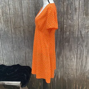 Cotton On Orange lightweight Summer Dress Ditzy Floral Size Large thumbnail 3