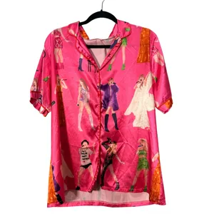 Womens Pink Satin-like Pajama‎ Set Shorts Sleepwear Loungewear XL Taylor Fashion thumbnail 9