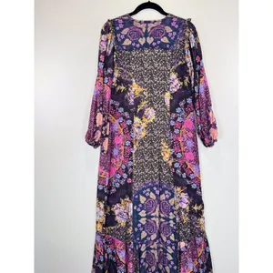 Free People Womens Dress Purple Marais High Low Floral V Neck Flowy Boho Small thumbnail 9