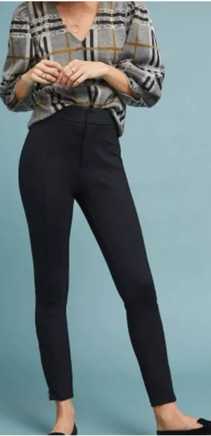 Anthropologie The Essential Slim Ankle Zip Pant Black Women's Size 0 Minimalist thumbnail 1