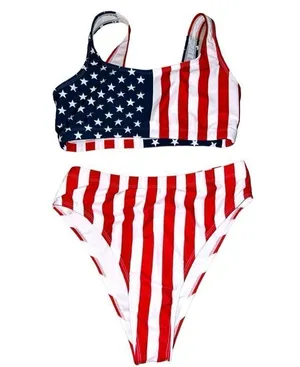 No brand awesome patriotic flag inspired 2piece bikini! New thumbnail 4