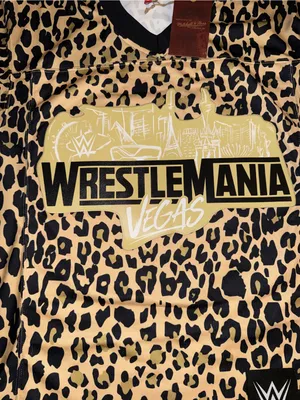 WWE Mitchell & Ness WrestleMania Vegas Leopard Print Jersey - Tan & Black thumbnail 3