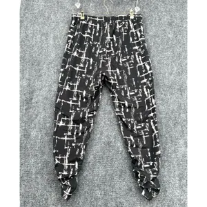 Vintage Y2K Wet Seal Ruched Ankle Pants Black White Pull Up Emo Grunge Punk Sz L thumbnail 2