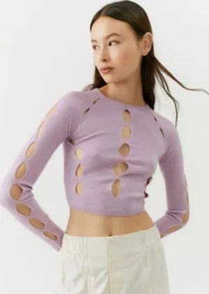 Urban Outfitters Ulla Cut Out Sweater Cream Size Medium thumbnail 3