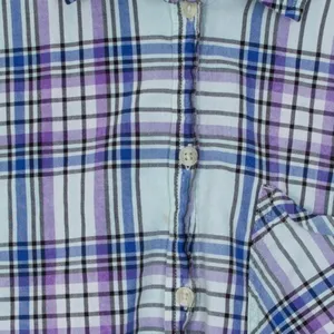 American Eagle Womens Boyfriend Plaid Button‎ Down Shirt Size Large Blue Casual thumbnail 5