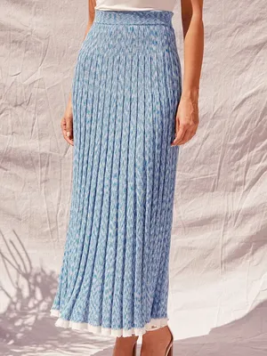 Free People Gold Coast Knit Maxi Skirt Bottled Blue Size XS thumbnail 4