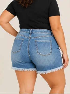 Arula Lex Fray Hem Shorts Medium Blue NWT 16W thumbnail 2