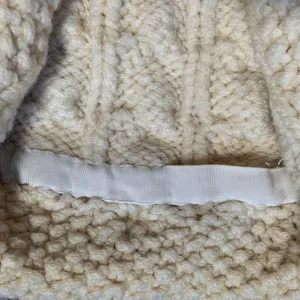 Vintage Hand Knit Oatmeal Cable Knit Fisherman Cardigan Sweater Cropped Cozy thumbnail 7