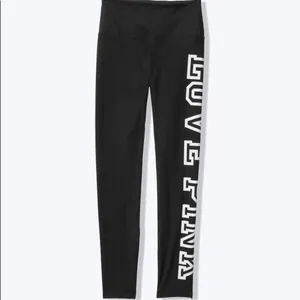 NWOT PINK Victoria’s Secret Black High Rise Leggings Silver Logo Sz XXL RARE thumbnail 9