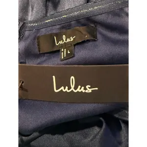 NWT Lulus Memorable Entrance Strapless Satin Pleated Maxi Dress L Dark Blue thumbnail 9