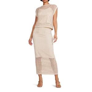 Steve Madden Womens Interior Lining Elastic Waist Crochet Skirt Beige Size M thumbnail 3