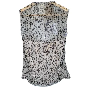 NWT Abercrombie & Fitch White Black Floral Mesh Ruched Sleeveless Blouse Size M thumbnail 3