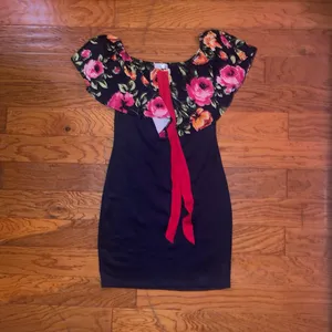 freesia navy blue mini floral off shoulder thumbnail 1