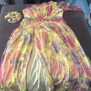 Women’s Floral One Shoulder Lightweight Summer Dress Leg Slit Cut Outs Size L thumbnail 14