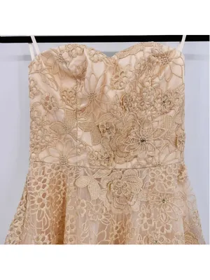 Gold Convertible Formal Dress Chi Chi London Applique Rose Floral Rhinestones 6 thumbnail 3