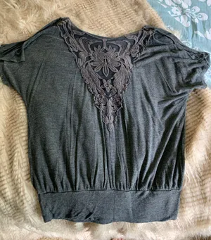 Gray Cold Shoulder Top thumbnail 1