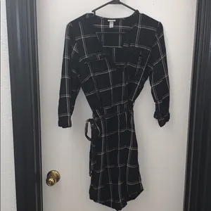 A New Day 3/4 Sleeve Checkered Shirt Dress thumbnail 2