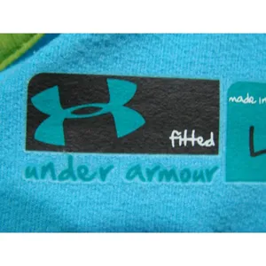 Womens Under Armour Snap Neck Pullover Fitted Sweatshirt Thumb Holes Blue Size L thumbnail 4