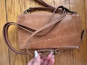 THE SAK Iris Tobacco Brown Flower Embossed Smartphone Crossbody Wristlet Wallet thumbnail 7