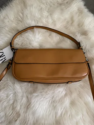 ZARA Classic Tan Leather Shoulder Bag thumbnail 3