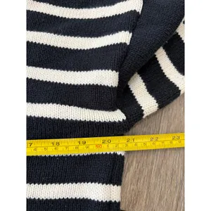 Blu Pepper Striped Sweater Quarter Zip Black Cream Size Small Chunky Knit thumbnail 3