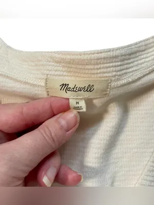 Madewell Ivory Textured Button Front Cardigan Sweater thumbnail 3