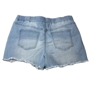 YMI Dream Denim High Rise Distressed Cuffed Elastic waist shorts Women Large thumbnail 2
