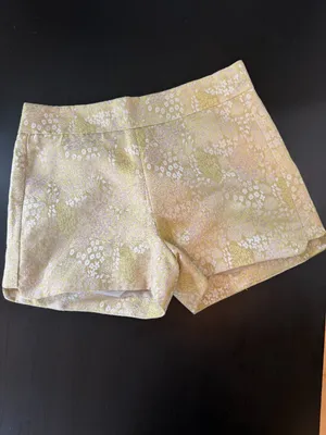 J. Crew Yellow Green Gold Brocade Metallic Shorts Size 2 NWT New thumbnail 2