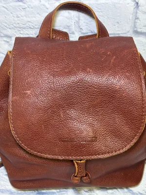 Portland Leather Goods Bucket Backpack Brown Full Grain Leather Drawstring Bag thumbnail 4