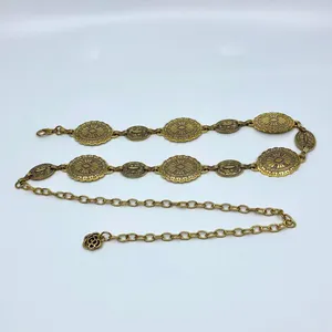 Vintage Y2K Boho Gold Medallion Chain Belt, Fits 22.5–38 Inches, X7GA1199 thumbnail 6